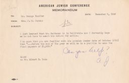 Ann Jarcho to George Sandler about Final Payment, December 1945 (correspondence)