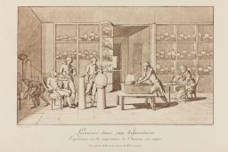 Lavoisier dans son laboratoire: Experiences sur la respiration de l'homme au repos.