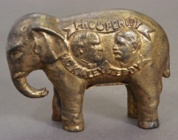 McKinley-Theodore Roosevelt Prosperity Metal Elephant Coin Bank, ca. 1900
