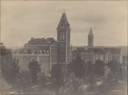 McGraw Hall (looking East, shows Morrill and clock tower in the background)