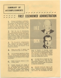 Summary of Accomplishments: First Eisenhower Administration