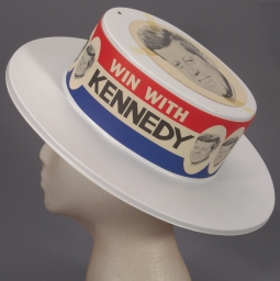 Win With Kennedy Plastic Portrait Hat, ca. 1960