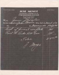 Photostat of Receipt for Funeral Expenses