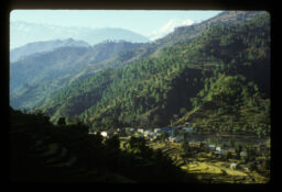 sundar gaun ra tada himalko drisya (सुन्दर गाउँ र टाडा हिमालको दृश्य / Beautiful Village and Mountains in the Distance)