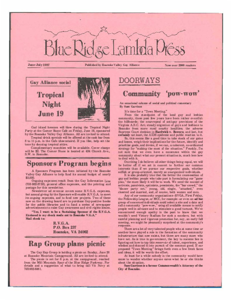 Blue Ridge Lambda Press, vol. 5, no. 3