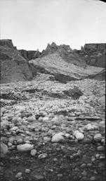 Sculptured gravel cliff - McBrides Terminus - Muir Glacier