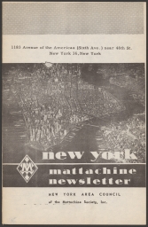 Cover of Mattachine Newsletter with aerial photo of Manhattan