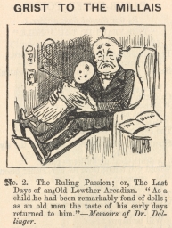 "The Ruling Passion; or, the Last Days of an Old Lowther Arcadian" cartoon