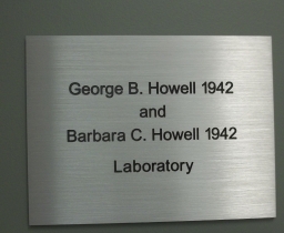 George B. Howell 1942 and Barbara C. Howell 1942 Laboratory Plaque