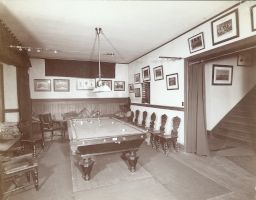 Phi Kappa Psi, Iota Chapter fraternity house (built 1904-1905, Francis Albert Gugert and Frank Augustus Rommel, architects), interior, pool room