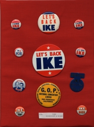 Eisenhower-Nixon Campaign, Convention, and Election Buttons and Tab, ca. 1956