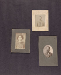 Portraits of a woman and two men