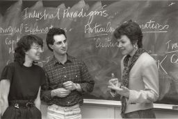 Professor Susan Christopherson with two students.