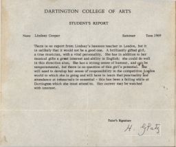 Darlington College Report on Lindsay Cooper