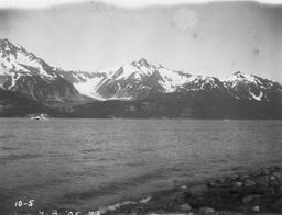 Panorama with glacier in east side. Russell Fiord