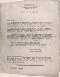 Camp Nitgedaiget to JPFO about Activities, ca. 1949 (correspondence)