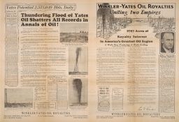 Thundering Flood of Yates Oil Shatters All Records in Annals of Oil!
Winkler-Yates Oil Royalties Uniting Two Empires