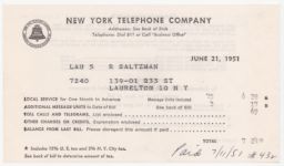 Receipt from New York Telephone Company to R. Saltzman