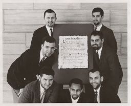 Hotel Ezra Cornell (35th, 1960): six bearded students with Beard Movement proclamation