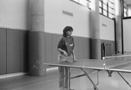 Myra Rivera playing ping pong at Old Westbury College