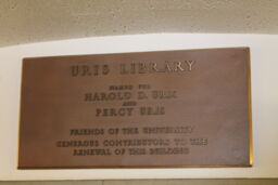 Harold D. and Percy Uris Donor Inscription