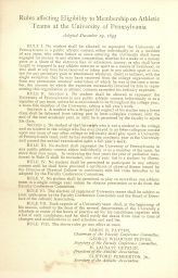 Athletics, eligibility rules adopted for the University of Pennsylvania teams, December 19, 1893
