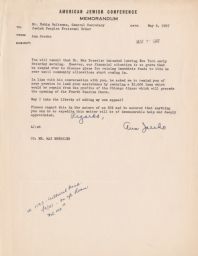 Ann Jarcho to Rubin Saltzman Requesting Loan, May 1947 (correspondence)