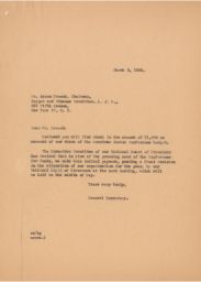 Rubin Saltzman to Aaron Droock about Initial Dues Payment, March 1945 (correspondence)