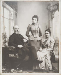 [Rev. James Treadwell with daughters Janet and Hilda]