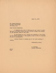 Rubin Saltzman to Simon Schachter about Schedule, April 1953 (correspondence)
