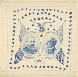 Benjamin Harrison-Morton 1888 Portrait Handkerchief