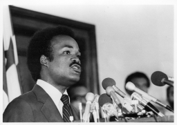 Gil Gerald at 20th Anniversary of Civil Rights Act press conference, 1983