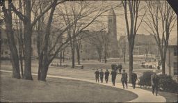 South end of Arts Quad, as seen from the A.D. White House hill, ca. 1930.