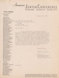 David R. Wahl to Albert E. Kahn about National Emergency Meeting on Jobs and Security, November 1945 (correspondence)