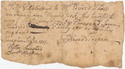 Receipt for the sale of Native American man named Jack, signed Edmund Toppan and Edward Shaw
