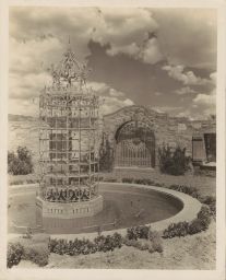 Miss Florence L. Pond house (Stone Ashley): frame of cooling tower in the water garden