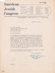 Alfred J. Marrow to Rubin Saltzman about Loans, October 1947 (correspondence)
