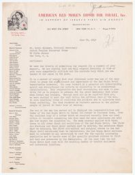 Emanuel Celler and Louis Lipsky to Rubin Saltzman about Donations, June 1949 (correspondence)