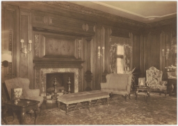 Interior photo: Living room fireplace for residence of Ralph B. Maltby