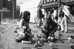 Women feeding pigeons, Atlantic City