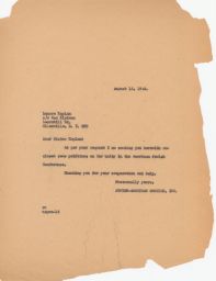 Jewish-American Section I.W.O to Lenore Kaplan about Petitions, August 1943 (correspondence)