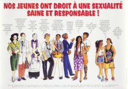 AIDS poster: “Nos jeunes ont droit a une sexualite saine et responsable!”