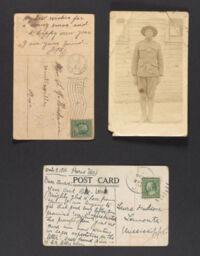 Portrait of young soldier and postcards to Laura Hudson