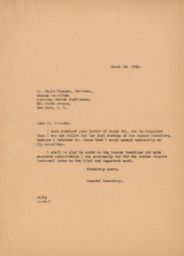 Rubin Saltzman to Hayim Fineman Confirming Acceptance to Rescue Committee, March 1945 (correspondence)