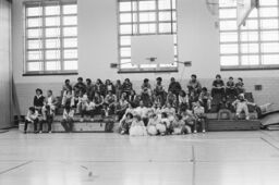 Cheerleaders and fans of the South Bronx High School Basketball Team