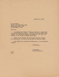 Rubin Saltzman to Sol Rotenberg to Confirm Speaker, February 1953 (correspondence)