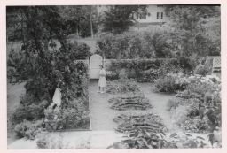 Woman near a garden gate