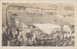 [Aerial view of procession]