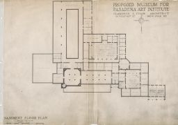 Proposed Museum for Pasadena Art Institute: Basement floor plan.