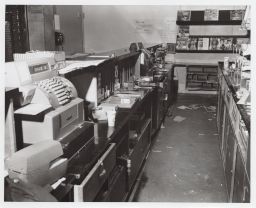 Behind the counter of the Willard Straight store.
